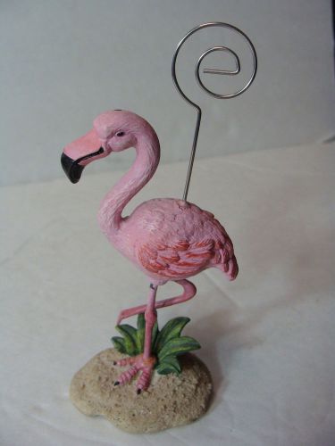 Very Cute Pink Ceramic Flamingo Wire Business Card/Photo Holder