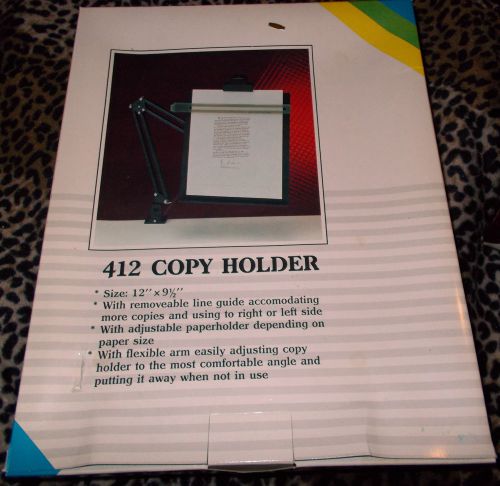 NEW 412 FLEXIBLE ARM PAPER/COPY HOLDER 12&#034; X 91/2&#034; REMOVABLE LINE GUIDE