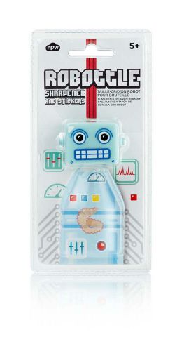 NPW Water Bottle Top Robot Robottle Pencil Sharpener with Robot Stickers NP16505