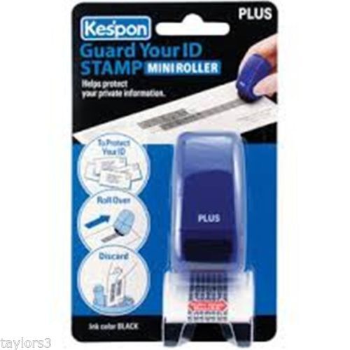 Kespond Guard your ID Mini Roller Stamp Black Ink 0.6 inches Blue w/ one Refill