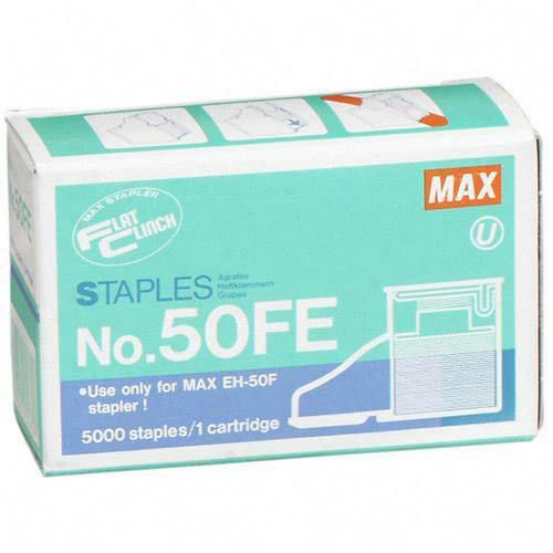 Max USA Replacement Staples for HD Flat Clinch Electric Stapler, 5,000