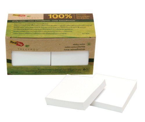 Redi-Tag 27406 Sugar Cane Self-stick Notes, 3 X 3, White, 100 Sheets/pad, 12