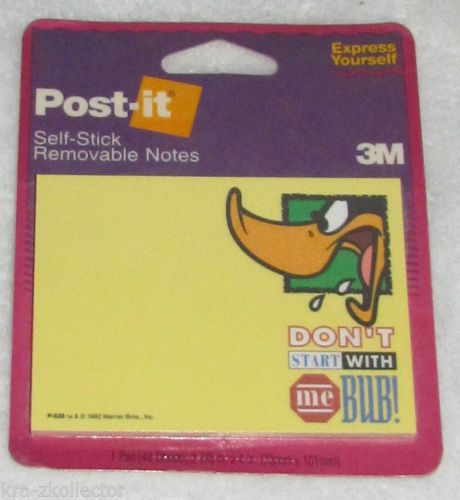 NEW! 1994 DAFFY DUCK WARNER BROS INC 3M POST-IT NOTES &#034;DON&#039;T START WITH ME BUB!&#034;