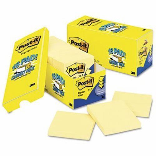Post-it Pop-up Canary Yellow Notes, 18 - 90 Sheet Pads per Pack (MMMR33018CP)