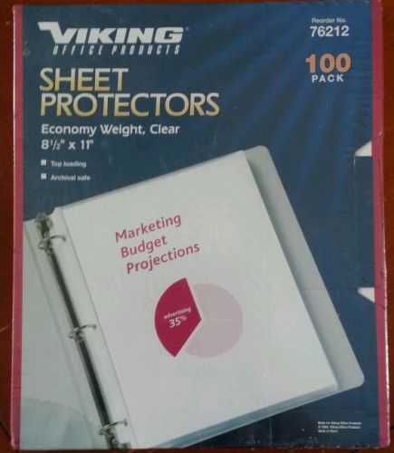 Viking 76212 Sheet Protectors,Economy Weight,11&#034;X8-1/2&#034;,100/PK,Clear *3*