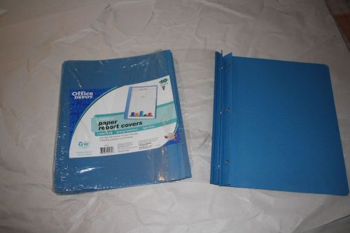 8 clear front paper report covers - light blue letter size - 3 prong fasteners
