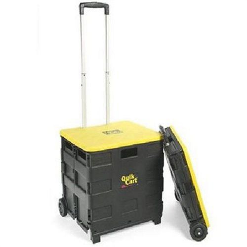 Collapsible Folding 2 Wheeled Crate W Lid Cart Files Storage Office Rolling Case