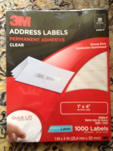 3M Address Labels - 1&#034; Width x 4&#034; Length 50 / Pack Rectangle 20/Sheet 1000