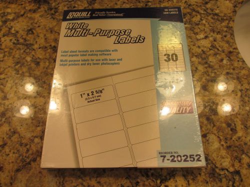 QUILL MULTI PURPOSE LABELS - WHITE - 3000 LABELS - NIB - SEALED - 7-20252