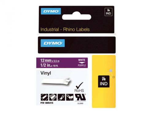 Dymo rhino coloured vinyl - vinyl tape - white on purple - roll (0.5 in  1805415 for sale