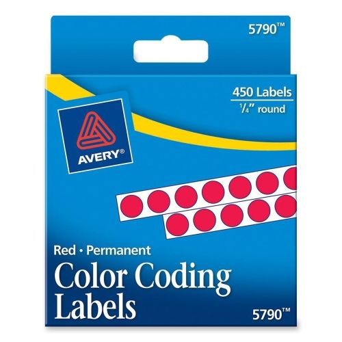 LOT OF 4 Avery Round Color Coded Label - 0.25&#034; D - 450 / Pk - Circle - Red