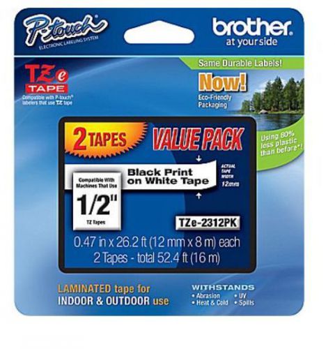 NEW Brother P-Touch 1/2&#034; Black Print on Clear Tape 2 packs