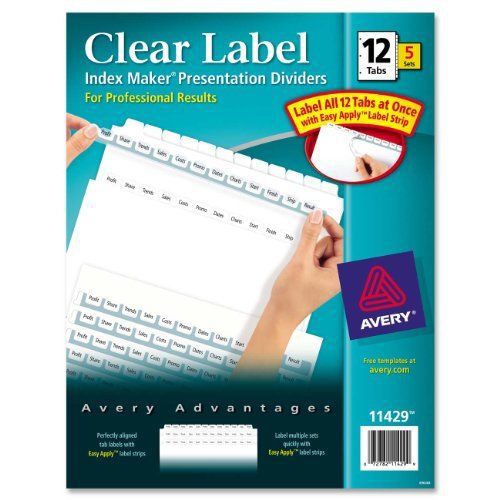 Avery Index Maker Clear Label Divider - Blank - 8.50&#034; X 11&#034; - 60 / (ave11429)