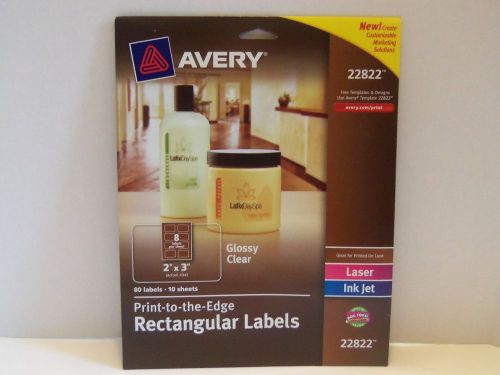 NEW Avery Glossy Clear 2&#034;x3&#034; Print To The Edge Rectangle Labels 22822