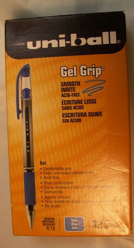 Uniball GEL Grip Roller Ball Pens Medium 0.7 mm Point BLUE Box of 12