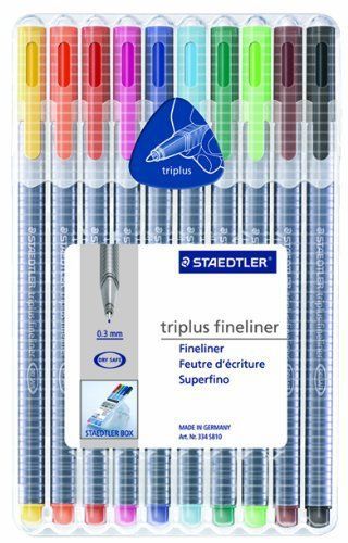 NEW Staedtler Triplus Fineliner Pens 10 color Pack (334SB10)