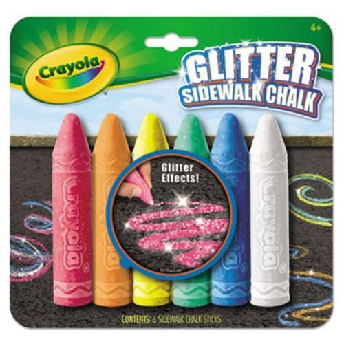 Crayola 511216 washable glitter sidewalk chalk, assorted, 6 sticks/set for sale