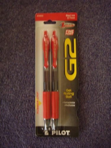 Pilot G2 Gel Ink .7mm Red Rollerball Retractable FINE Point Pen 2 pk ~ FREE SHIP