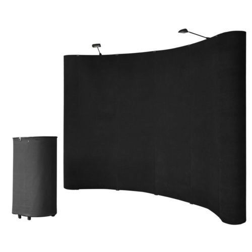 10&#039; pop up trade show display booth curved floor backdrop+case, black  watch for sale