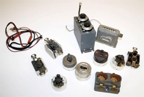 Vtg ELECTRICAL PART LOT switch counter light lighting steampunk factory military