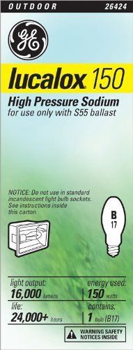 Ge lighting 26424 150-watt lucalox hid high pressure sodium medium base light bu for sale