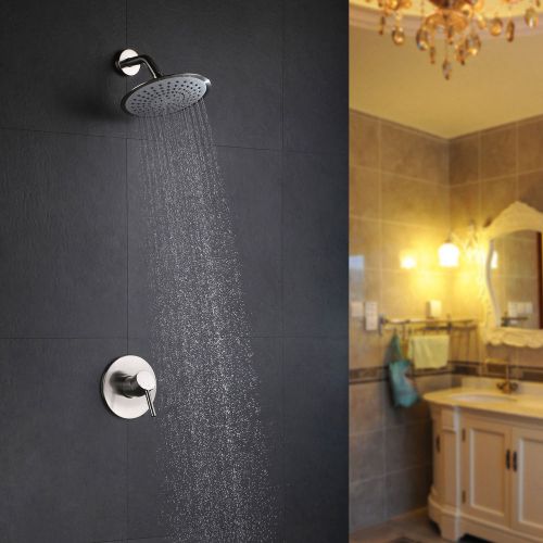 Modern wall mounted brushed nickel rain showerhead trim &amp; valve free shipping for sale