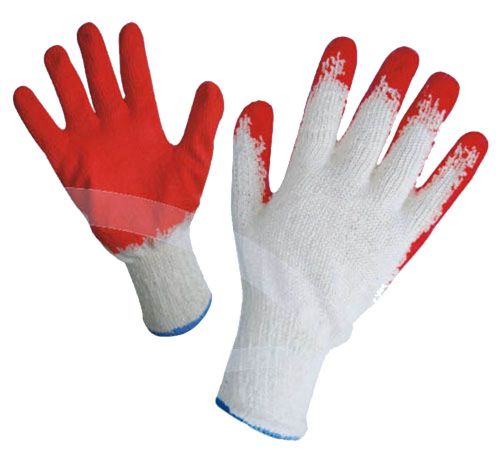 12 String Knit Palm Latex Dipped Gloves, 12-Pairs Per Pack, Red Large