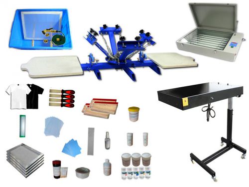 Screen printing full kit for new hand- 4 color screen press printing uv exposure for sale