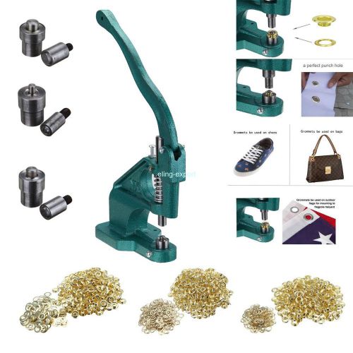 Grommet Machine Eyelet Hand Press Tool Banner Bag Shoes w/ 3 Dies &amp; 900 Grommets