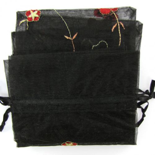 4 4.5x8.5&#034; organza jewelry gift pouch bags display black
