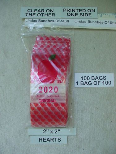 100 hearts 2&#034; x 2&#034; 2 mill plastic zipseal bags for sale