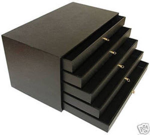 5 Draw Storage Organizer Nicknacks Case Travel Display Box Wood Jewelry Inserts