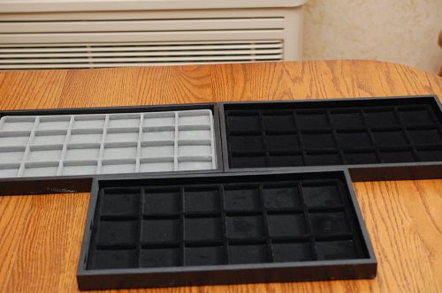 9 PC. Black Plastic  Stackable Jewelry  Display Trays w/ INSERTS LIGHTLY USED!