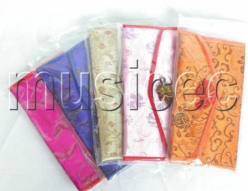 5pieces oriental style mixed colors embroiderd silk handbag bags purses T46A05