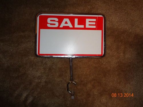 Chrome retail sign holder with pole to clamp on to garment rack (includes sign)