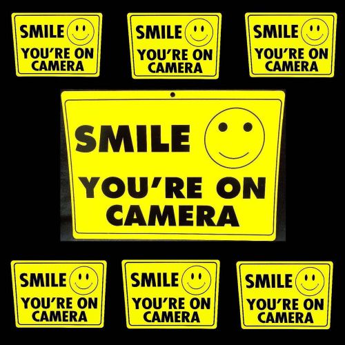 Lot of smile you are on store home security video cameras sign+warning stickers for sale