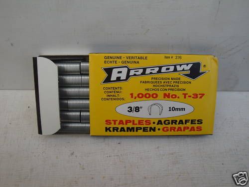 PACK OF 1000 X 10MM  3/8&#034; ARROW T-37 T37 ROUND CROWN WIRE AND CABLE STAPLES