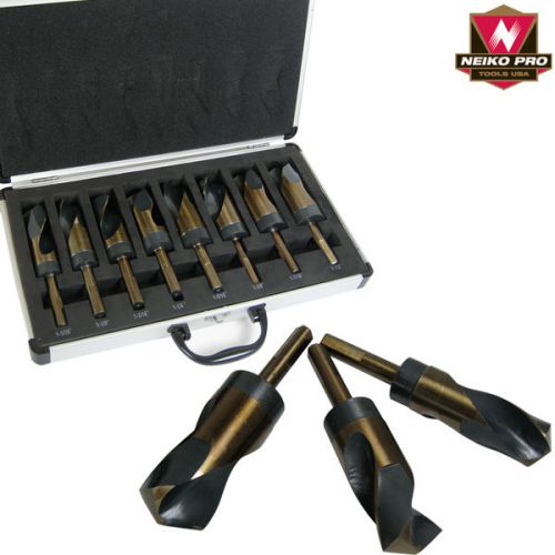 BIG LARGE SIZE SIZED STEEL METAL SILVER AND DEMING TOOL DRILL BIT SET DEMMING