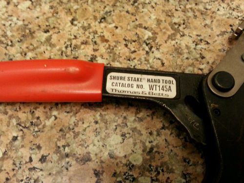 Thomas &amp; betts shure stake hand tool wt145a insulated terminal crimper, used for sale