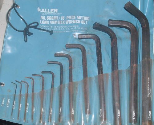 Allen # 663 ML 15 Piece Metric Long Arm Hex Wrench Set