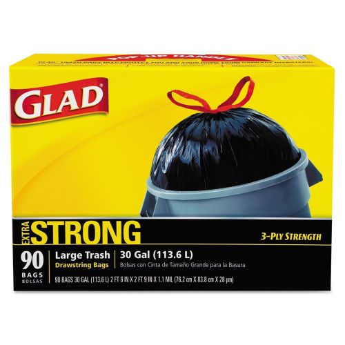 90pk glad strong outdoor trash bags 30 gallon black 30 x 33 heavy fast shipping for sale