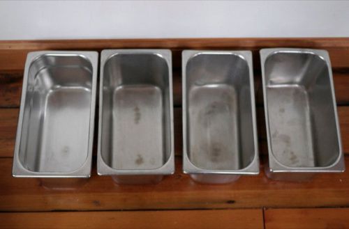 Lot 4 Stainless Steel Polar Vollrath Silco 6.5 Qt 6&#034; Commercial Steam Table Pans