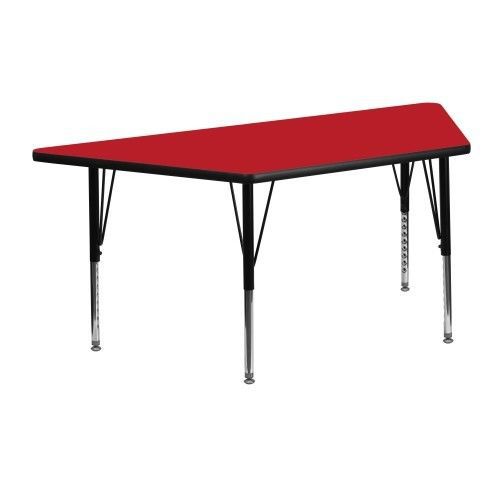 Flash Furniture XU-A2448-TRAP-RED-H-P-GG 24&#034; x 48&#034; Trapezoid Activity Table, Hig
