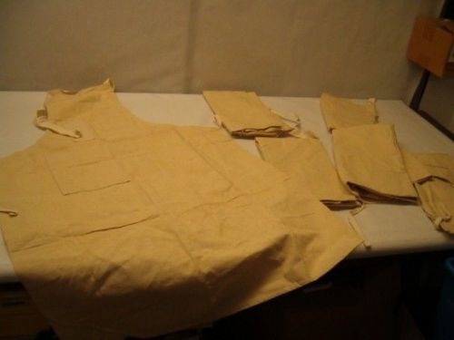 6 Off-White Heavy Duty Aprons with Pocket-NEW!!