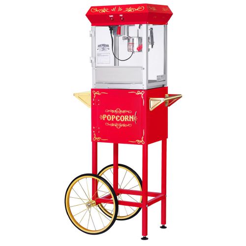 Great Northern Popcorn Red All Star GNP-400 Popcorn Machine with Cart,  4 oz