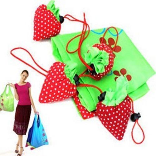 AGnylon Strawberry Foldable Reusable Recycle carrier tote bag Shopping Bags