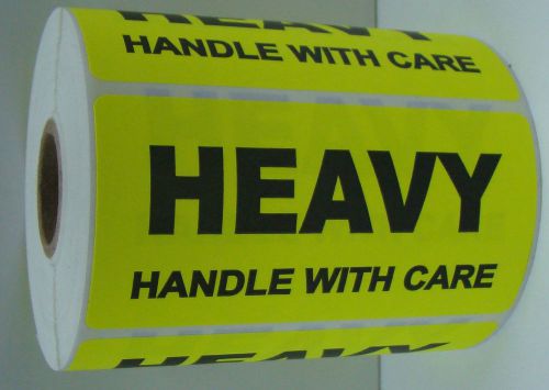 500 Labels of 4x2 Yellow HEAVY HANDLE WITH CARE Special Handling Shipping Rolls