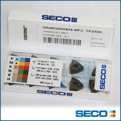 WNMG 331 MF2 TP2500 SECO ** 10 INSERTS *** FACTORY PACK ***