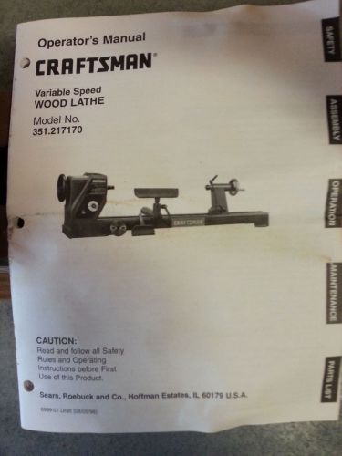 CRAFTSMAN VARIABLE SPEED WOOD LATHE MODEL # 351.217170 WITH CRAFTSMAN STAND
