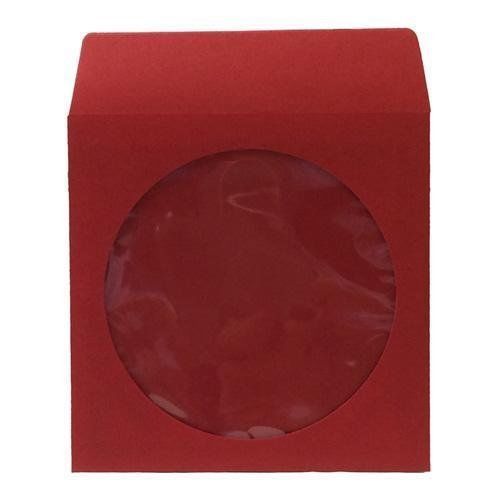 100 Red Paper CD Sleeves with Window and Flap DVD Disc Storage Strong